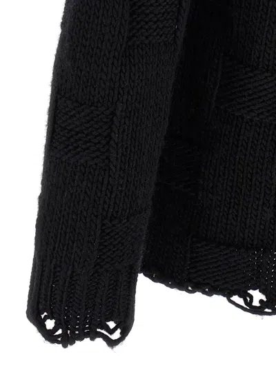 Golden Goose Journey Distressed Checkerboard Wool Sweater In Black