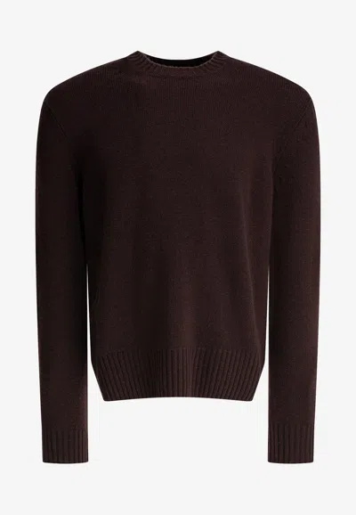Tom Ford Crew Neck Sweater Long Sleeves In Burgundy