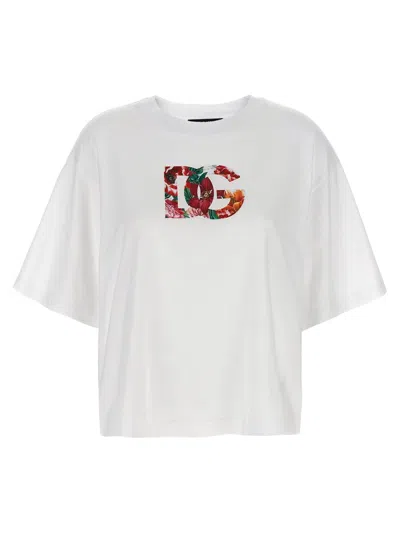 Dolce & Gabbana Short Sleeve Floral Logo T-shirt In Multi