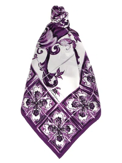 Dolce & Gabbana Maiolica Print Scarf In Purple