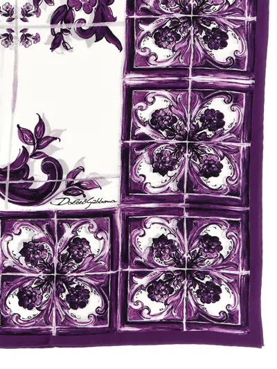Dolce & Gabbana Maiolica Print Scarf In Purple