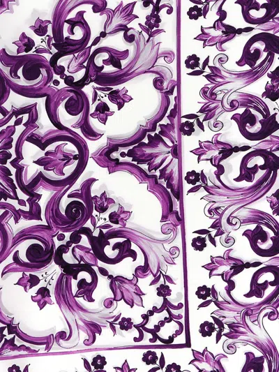 Dolce & Gabbana Maiolica Print Scarf In Purple