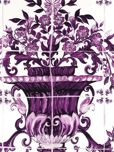 Dolce & Gabbana Maiolica Print Scarf In Purple