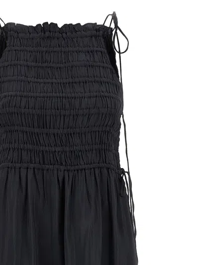 Ganni 'tie Drawstring Smocked Tiered Sleeveless Skirt' In Black