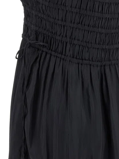 Ganni 'tie Drawstring Smocked Tiered Sleeveless Skirt' In Black