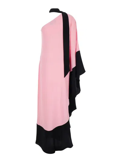 Taller Marmo Womens Olympia One-sleeve Woven Maxi Dress Baby Pink-black In Pink