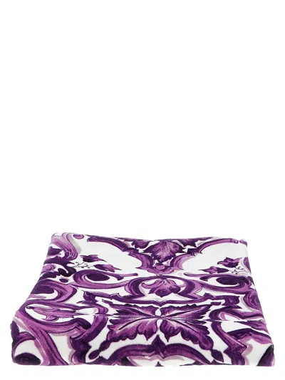 Dolce & Gabbana Maiolica Beachwear Multicolor In Purple