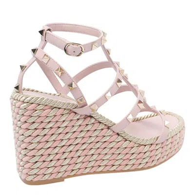 Valentino Garavani Women Rockstud Wedged Sandals In Pink