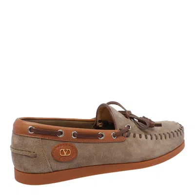 Valentino Palm Avenue Suede And Leather Loafers In Brown