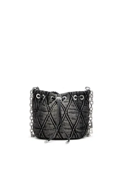 Diesel Charm-d S-mini Bucket Bag In Treated Quilted Denim