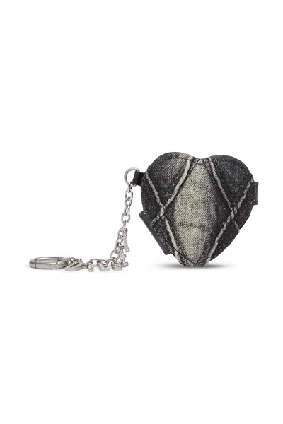 Diesel Mirror Charm In Argyle Quilted Denim In Black