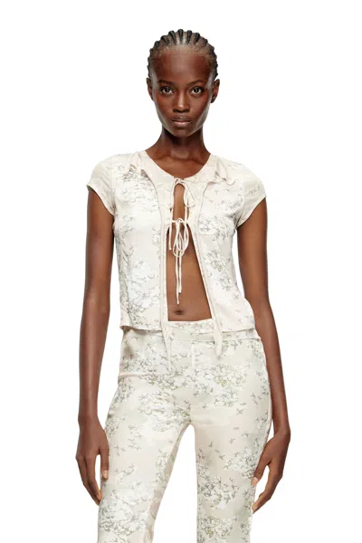 Diesel Tie Top With Mixed Camo Prints In Neutral