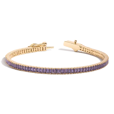 Aurate New York Lab Grown Amethyst Baguette Tennis Bracelet In Yellow