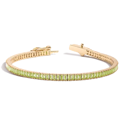 Aurate New York Lab Grown Green Peridot Baguette Tennis Bracelet