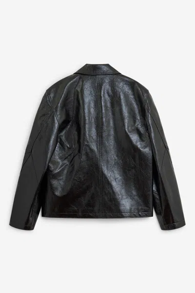 Séfr Shiny Black Zip-up Jacket In Eco-leather In Black