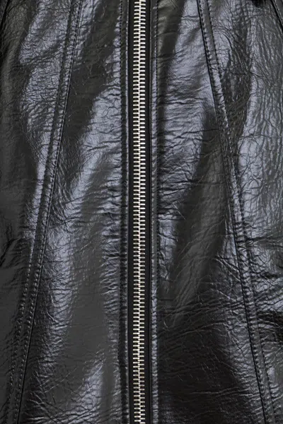 Séfr Shiny Black Zip-up Jacket In Eco-leather In Black