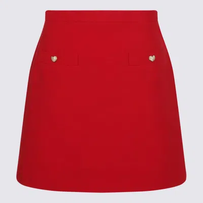 Valentino High Waist Skirt Heart-shaped Buttons In Red
