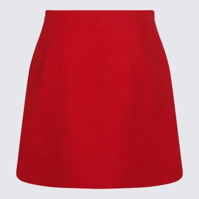 Valentino High Waist Skirt Heart-shaped Buttons In Red