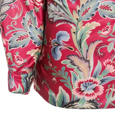 Etro Collared Neck Floral Pattern Long Sleeves In Red