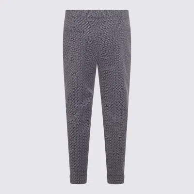 Etro Cotton Trousers With Medallions And Flowers In Gray