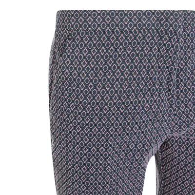 Etro Cotton Trousers With Medallions And Flowers In Gray