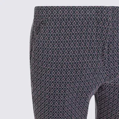 Etro Cotton Trousers With Medallions And Flowers In Gray