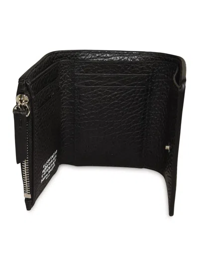 Maison Margiela Tri-fold Buttoned Wallet In Black