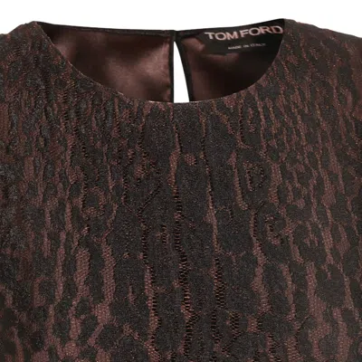 Tom Ford Sleeves And Animal Print Top In Brown