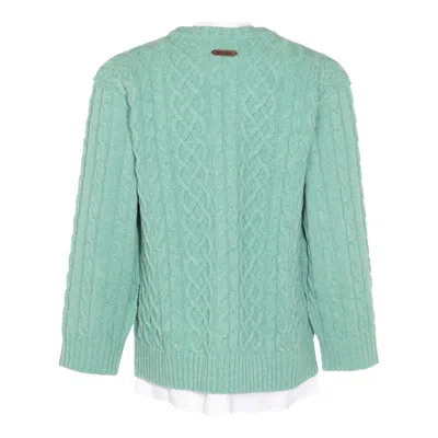 Moschino Cable Knit Crewneck Sweater In Green