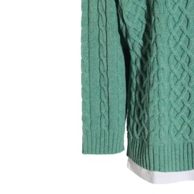 Moschino Cable Knit Crewneck Sweater In Green