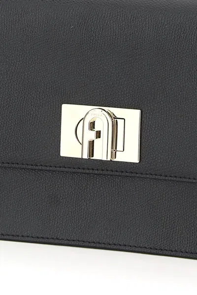 Furla Structured Black Shoulder Bag With Gold-tone Clasp