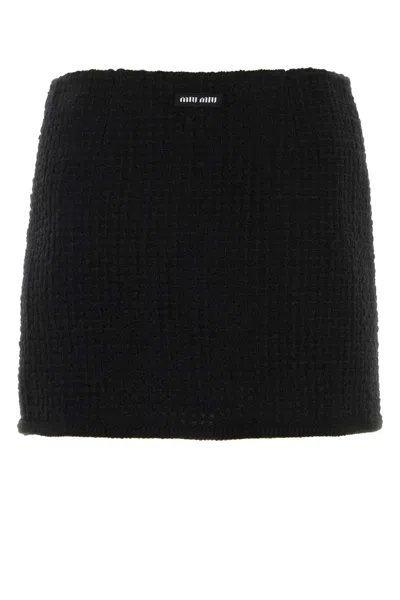 Miu Miu Black Boucle Mini Skirt In Black