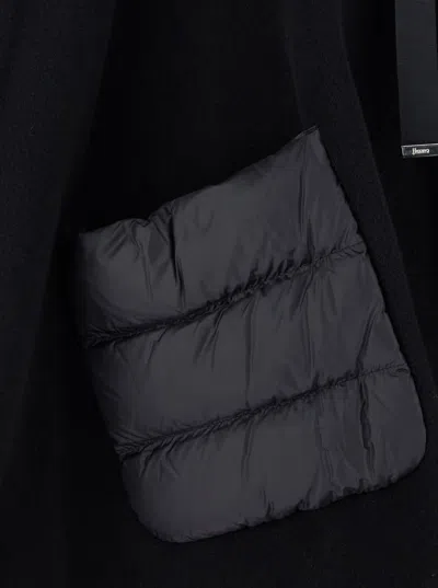 Herno Warmy Black High Neck Poncho With Patch Pockets In Wool And Nylon Woman In Black