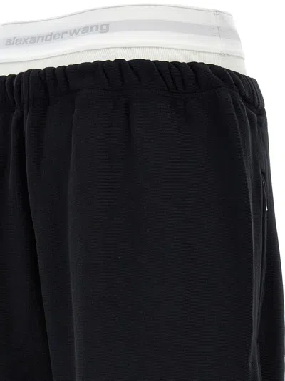 Alexander Wang T T By Alexander Wang Wide Leg Logo Elastic Jogging In Black