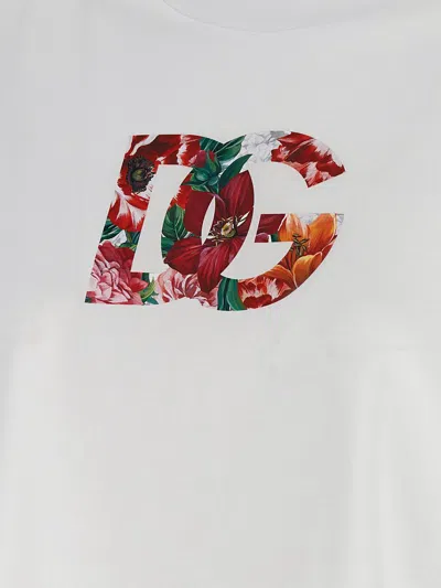 Dolce & Gabbana Short Sleeve Floral Logo T-shirt In Multi