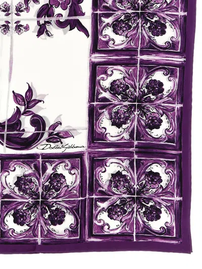 Dolce & Gabbana Maiolica Print Scarf In Purple