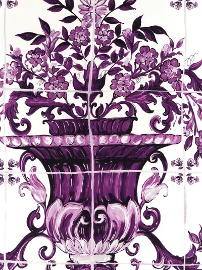 Dolce & Gabbana Maiolica Print Scarf In Purple