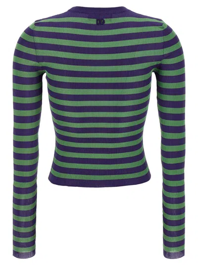 Dolce & Gabbana Striped Viscose Sweater Sweaters And Cardigans Multicolor In Green