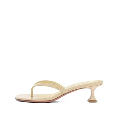 Amina Muaddi Juliette Patent Leather Sandals In Neutral