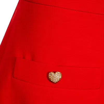 Valentino High Waist Skirt Heart-shaped Buttons In Red