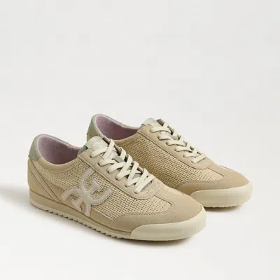 Sam Edelman Ivey Lace Up Sneaker Wheat Whisper Mesh Fabric In Gray
