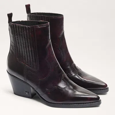 Sam Edelman West Ankle Boot Merlot Leather In Burgundy