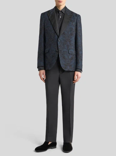 Etro Floral-jacquard Blazer In Blue