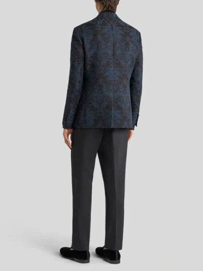 Etro Floral-jacquard Blazer In Blue