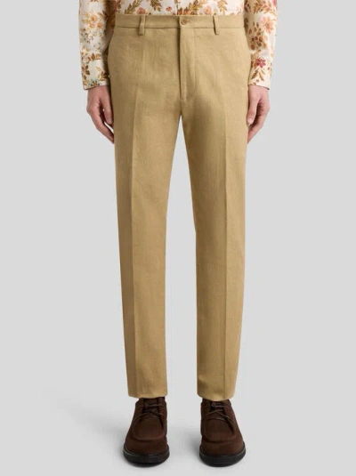 Etro , Cotton Jacquard Trousers, Man, Beige, Size 60 In Brown