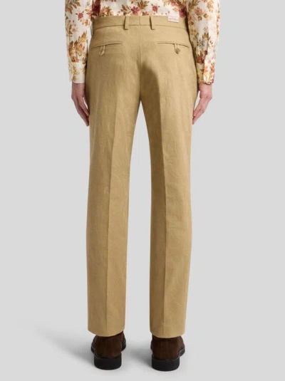 Etro , Cotton Jacquard Trousers, Man, Beige, Size 60 In Brown