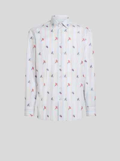 Etro Archive Tie Cotton Jacquard Shirt In Multi