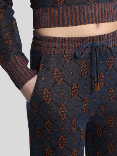 Etro , Jogginghose Aus Strickstoff Mit Motiv, Damen, Blau, Grösse 46