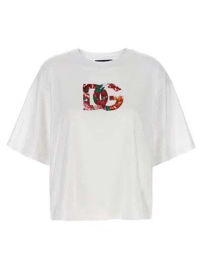 Dolce & Gabbana Short Sleeve Floral Logo T-shirt In Multi