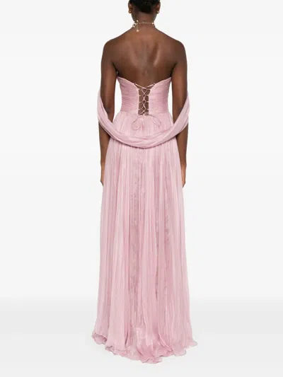 Iris Serban Raziel Draped Off-shoulder Gown In Pink